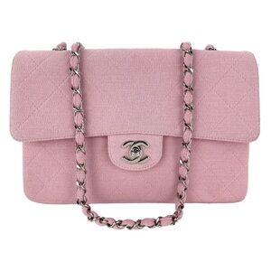 Chanel Matelassé Pink Single flap jersey medium Shoulder Bag